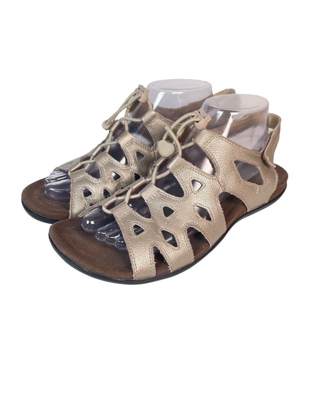 ABEO Gold Metallic Gladiator Sandals Bio System Hook Loop Comfort Women 9.5 - Picture 5 of 16